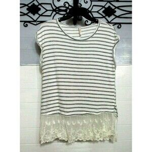 My Story Women's Knit Top Size S Multicolored Short Sleeve Scoop Neck Blouse